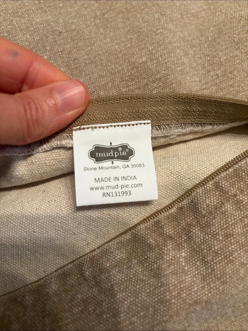 Brand New No Tags Mud Pie 24x22 Pillow Cover  Brown Denim MSRP $49